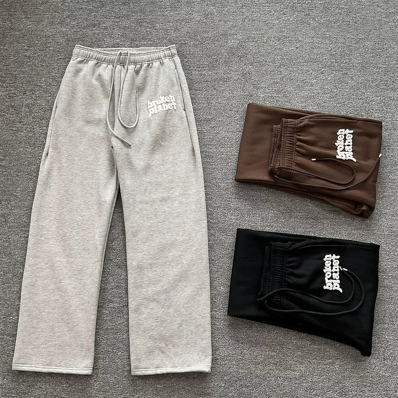 Broken Planet  Printed Loose Straight Pants for Men