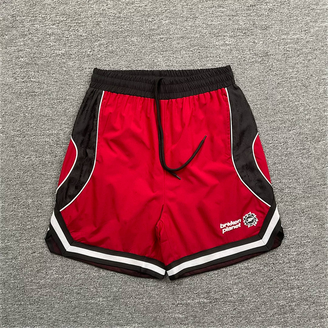 Broken Planet retro contrasting color sports casual men's basketball drawstring shorts