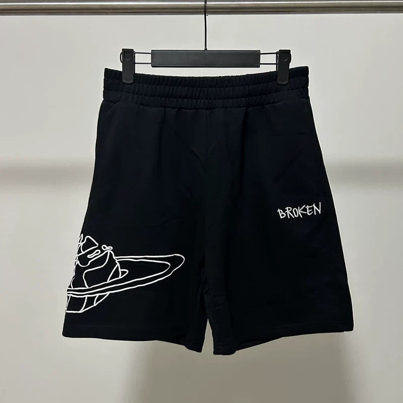 Broken Planet high street summer sports embroidered loose  five quarter pants