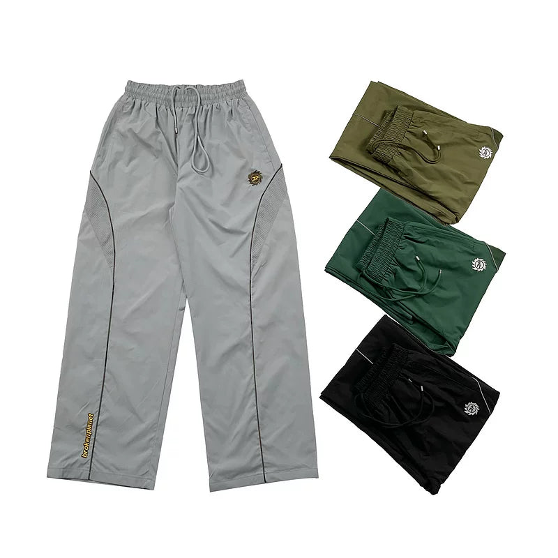 Broken Planet Embroidered Loose Woven Straight Pants