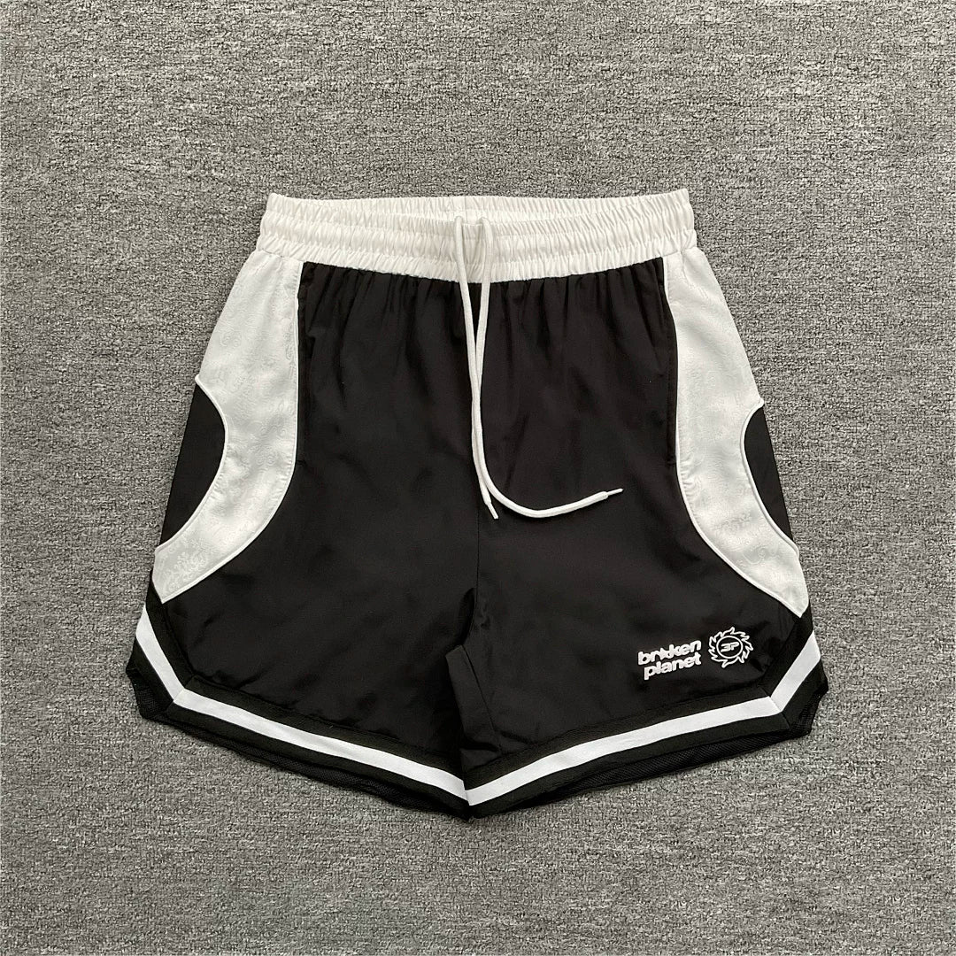 Broken Planet retro contrasting color sports casual men's basketball drawstring shorts