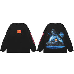 TRAVIS SCOTT Lightning Artwork Oversized Style Long Sleeve Tee
