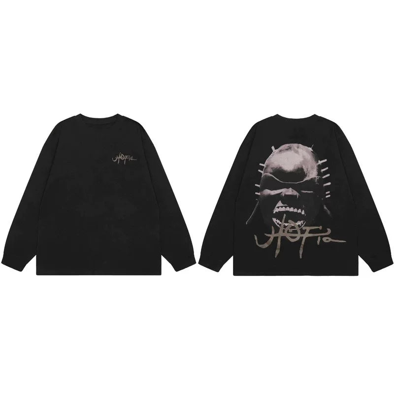 TRAVIS SCOTT Graffiti Lightning Print Streetwear Long Sleeve Tee