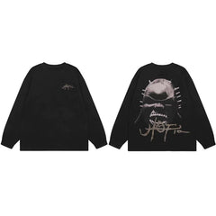 TRAVIS SCOTT Graffiti Lightning Print Streetwear Long Sleeve Tee