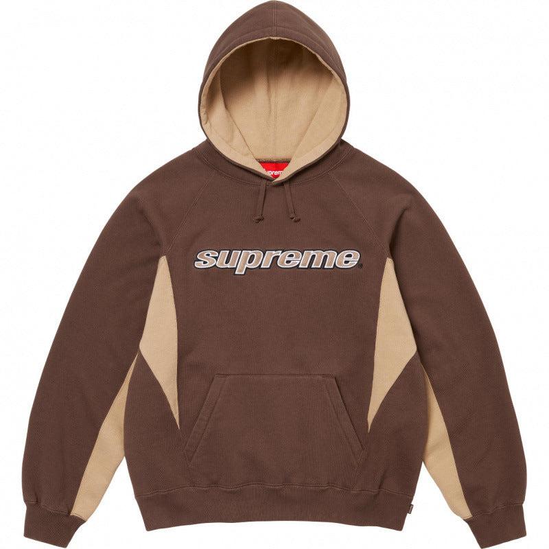 Supreme Contrast Panel Logo Hoodie – Brown