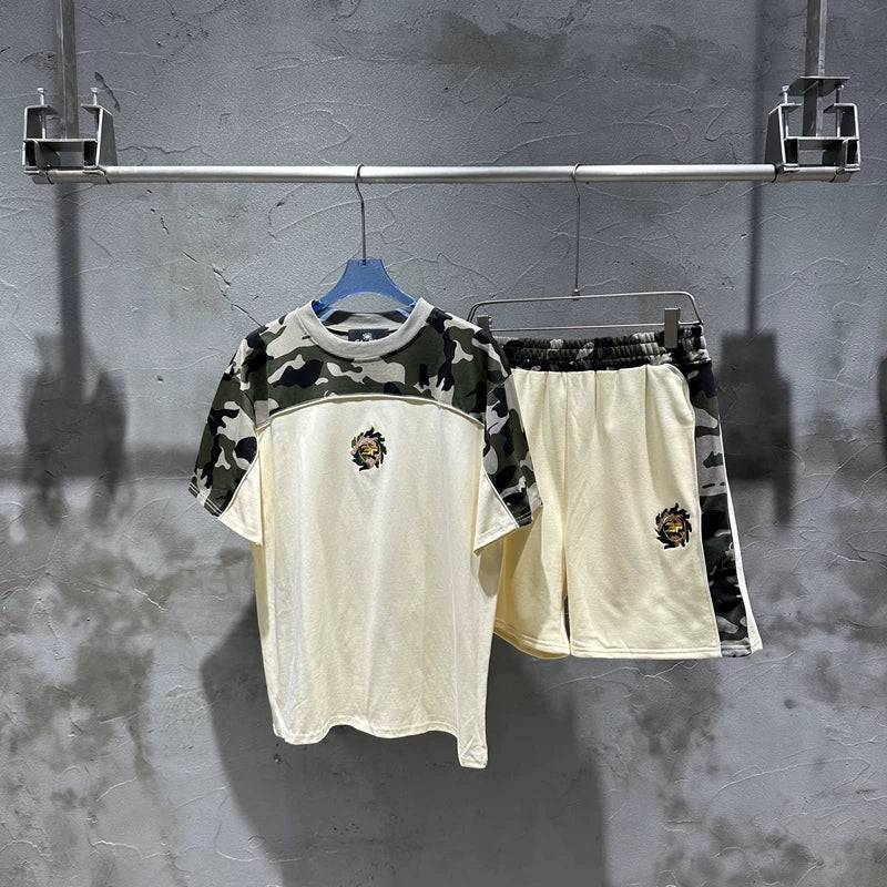 Broken Planet Camo Color Block Tee & Shorts Set