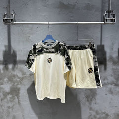 Broken Planet Camo Color Block Tee & Shorts Set