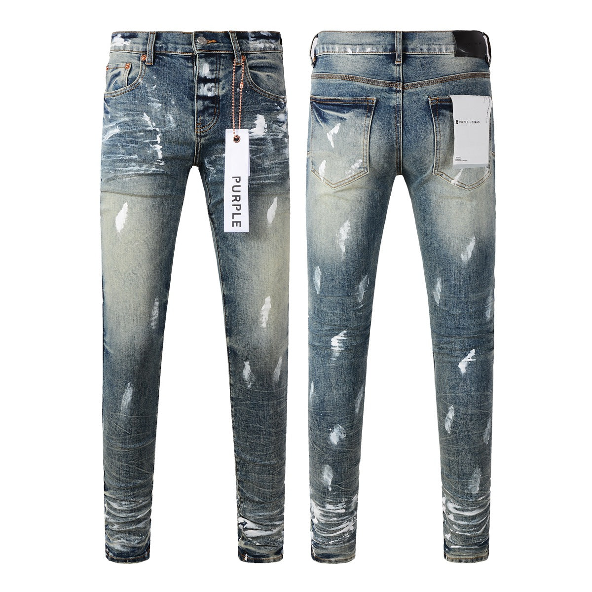Purple Jeans Fashion Men Black Jeans Distressed Hole Unique Personality 9060
