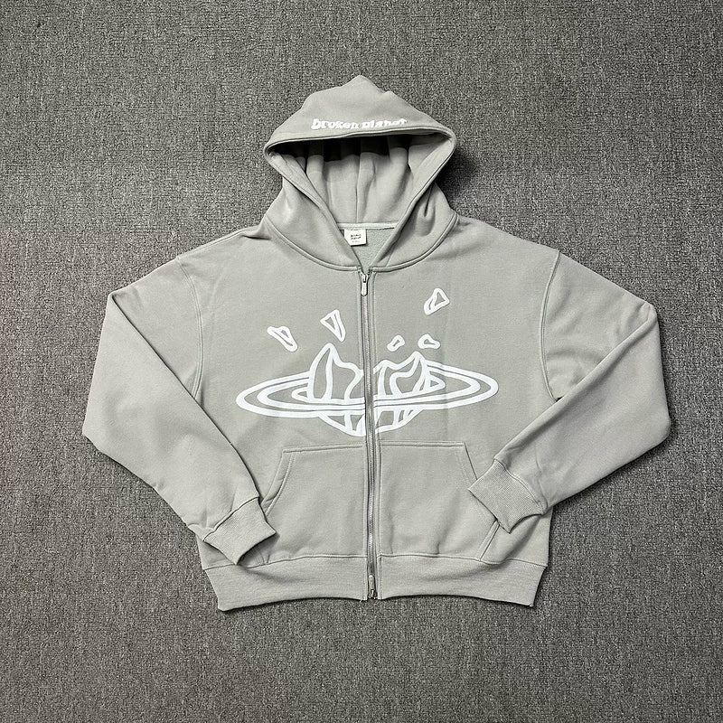 Broken Planet Foam Print Zip Hoodie