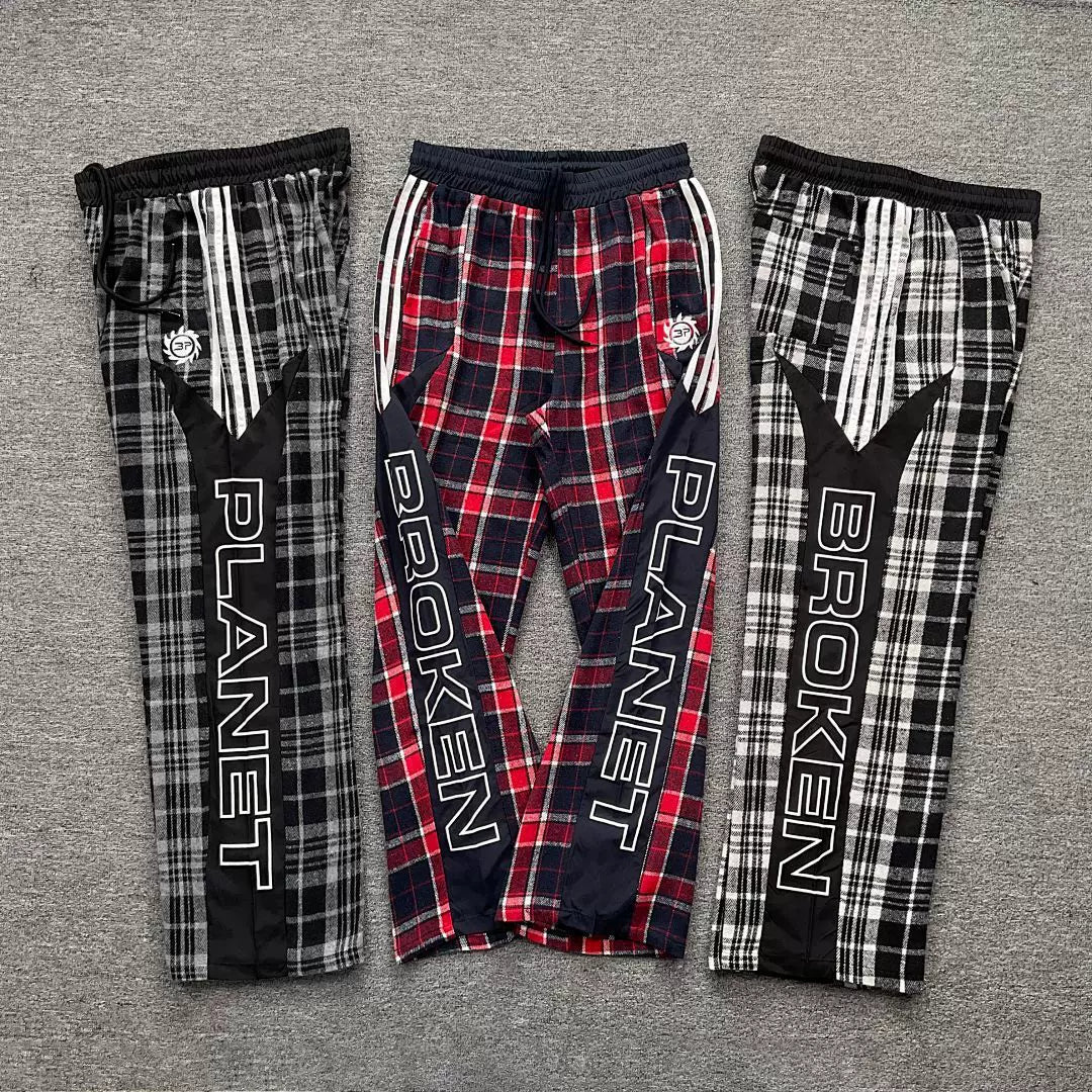 Broken Planet  Loose Plaid Straight Pants