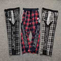 Broken Planet  Loose Plaid Straight Pants