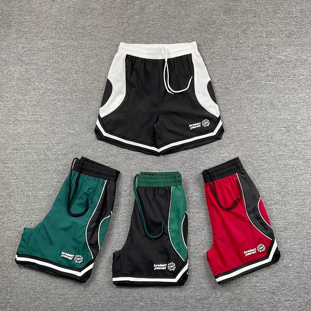 Broken Planet retro contrasting color sports casual men's basketball drawstring shorts
