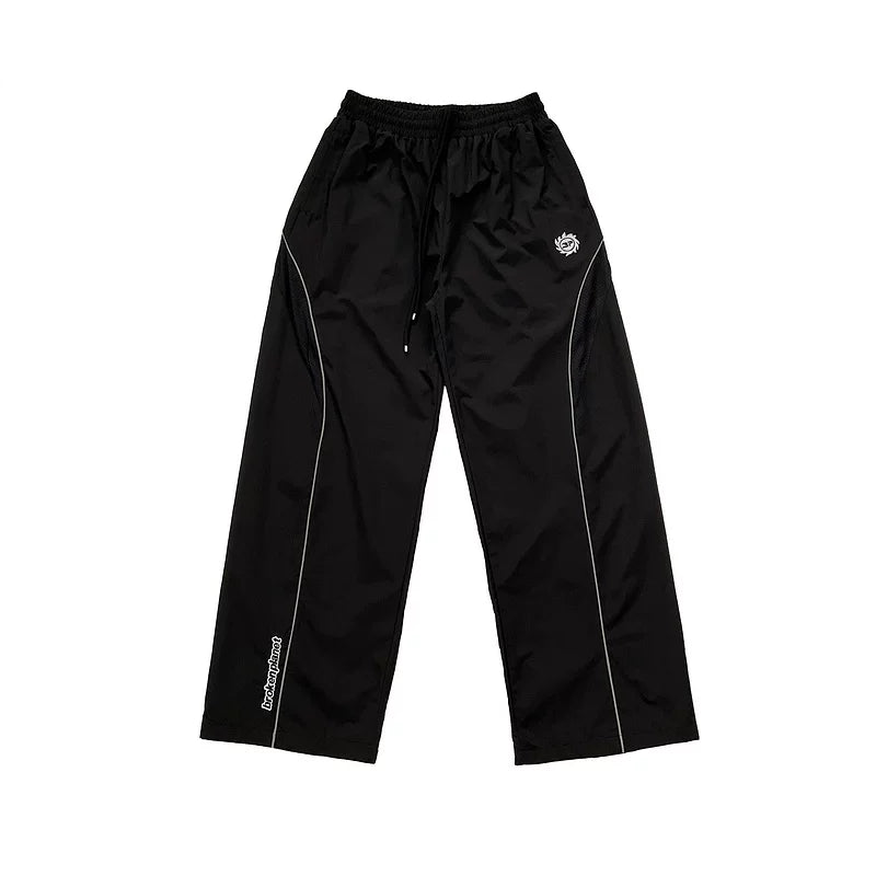 Broken Planet Embroidered Loose Woven Straight Pants