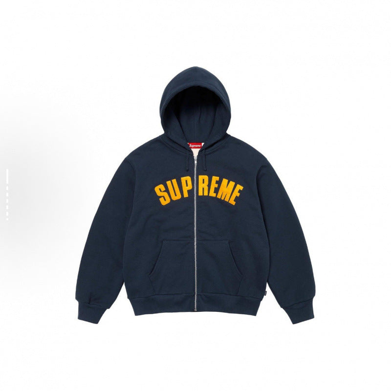 Supreme Arc Logo Zip-Up Hoodie — Navy