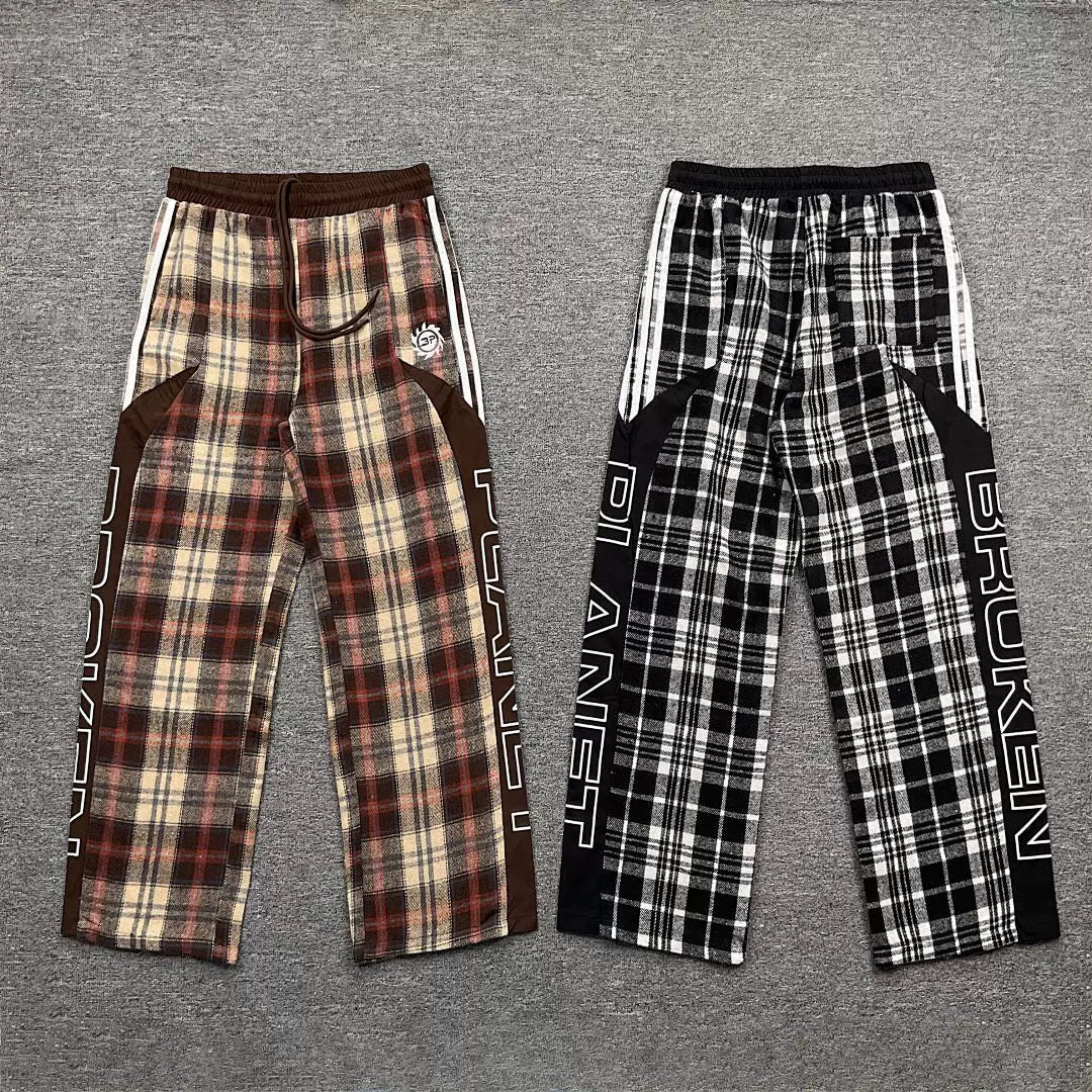 Broken Planet  Loose Plaid Straight Pants