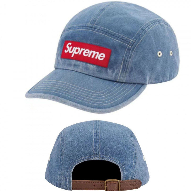 Supreme Washed Denim Box Logo Camp Cap - Light Blue