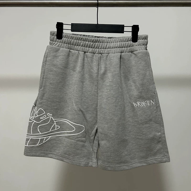Broken Planet high street summer sports embroidered loose  five quarter pants