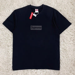 Supreme Glitter Outline Box Logo T-Shirt - Navy