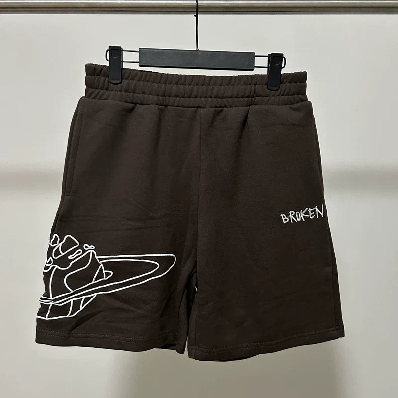 Broken Planet high street summer sports embroidered loose  five quarter pants