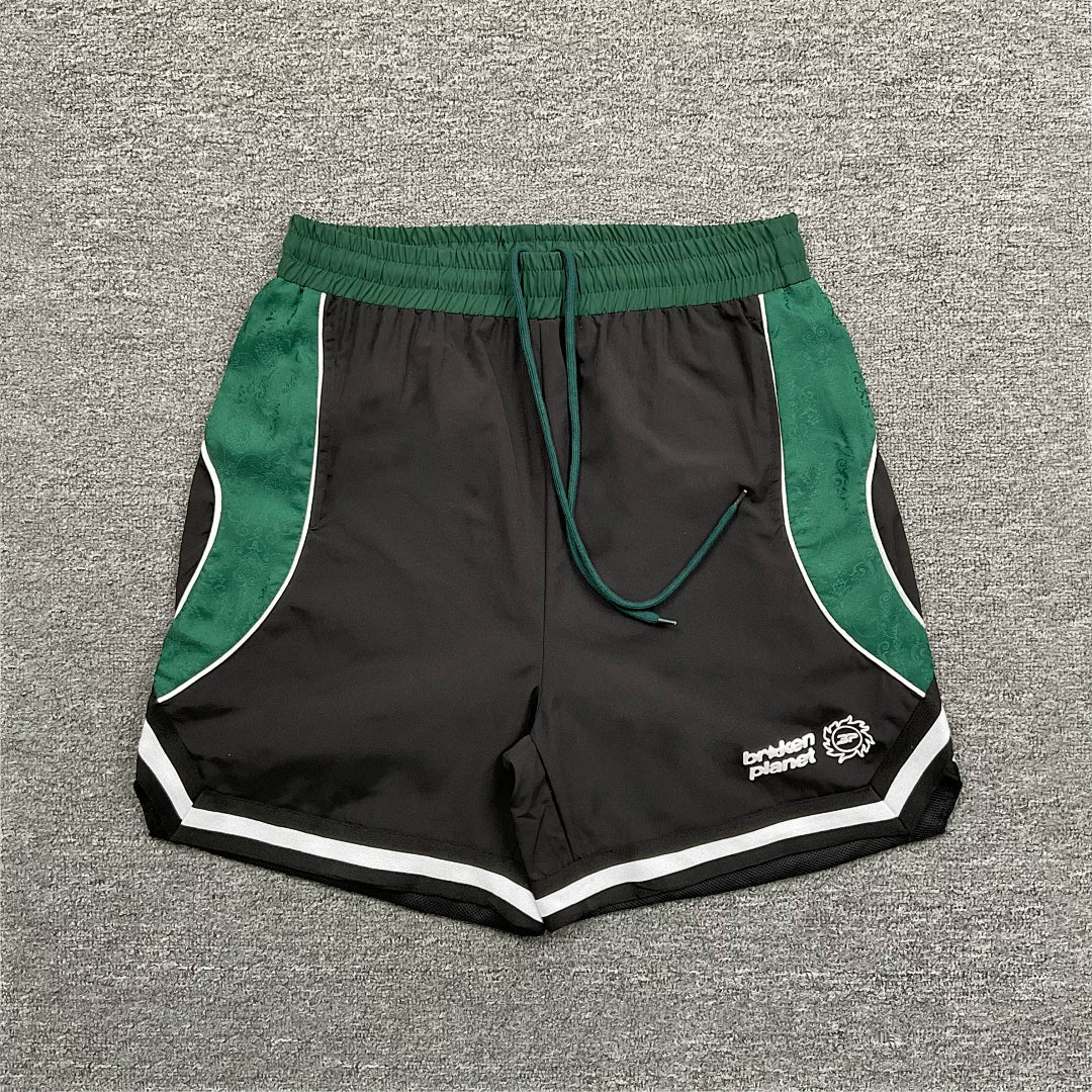 Broken Planet retro contrasting color sports casual men's basketball drawstring shorts