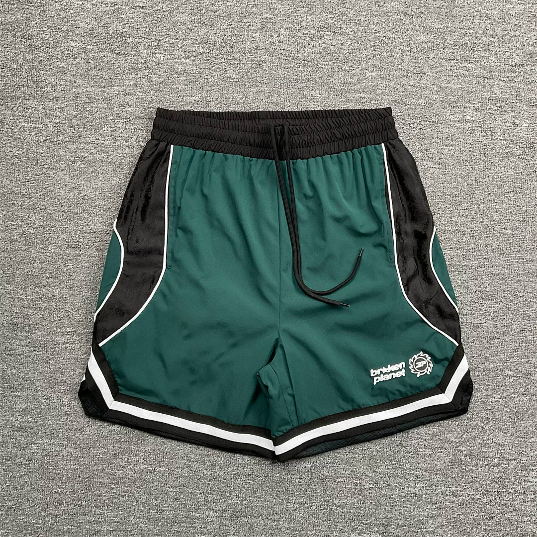Broken Planet retro contrasting color sports casual men's basketball drawstring shorts
