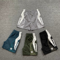 Broken planet European and American high street trendy brand retro letter logo embroidered contrasting woven beach shorts fog
