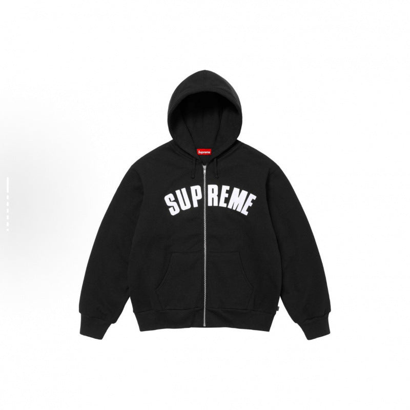 Supreme Arc Logo Zip-Up Hoodie — Black