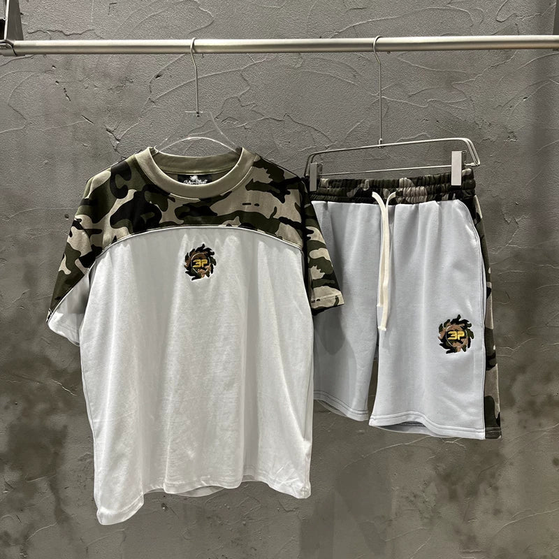 Broken Planet Camo Color Block Tee & Shorts Set