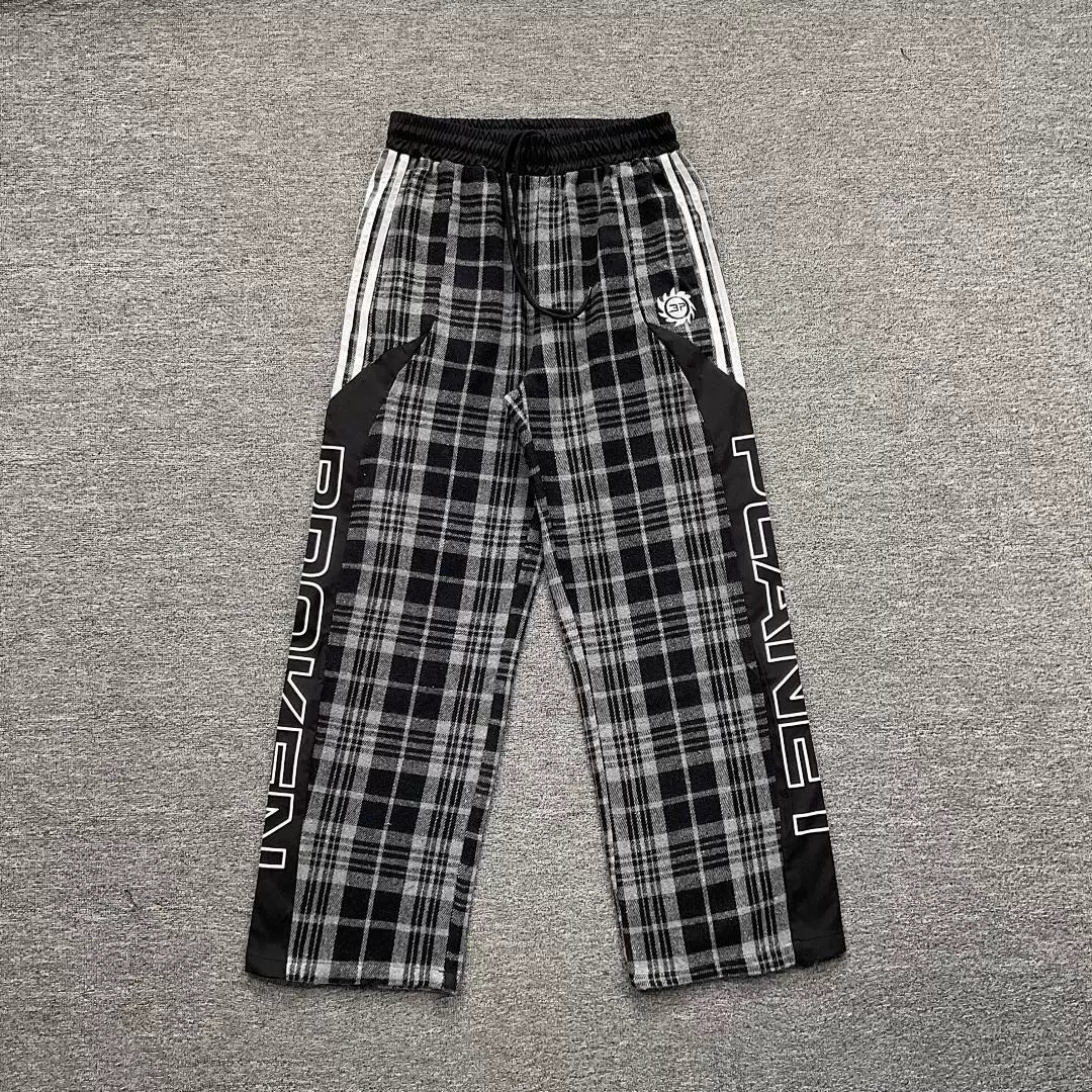 Broken Planet  Loose Plaid Straight Pants