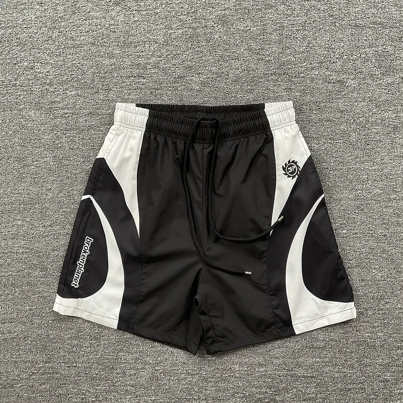 Broken Planet Hip Hop Street Match Splicing Embroidered Woven Speed Drying Shorts