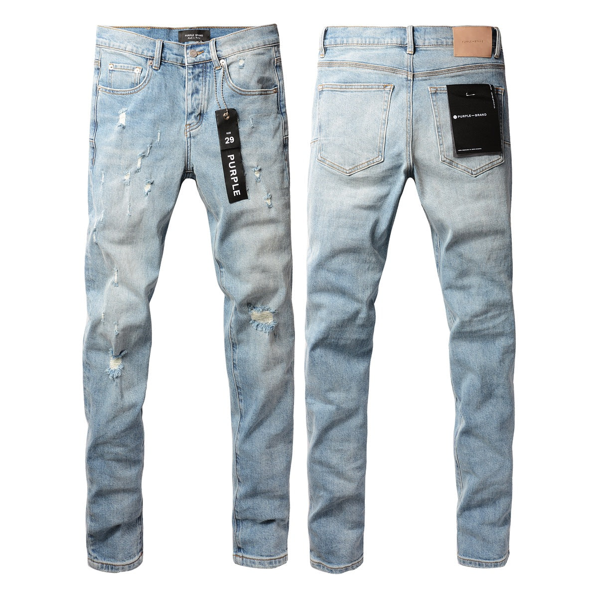 Purple Jeans Fashionable Blue Ripped Jeans 9075 Featuring Distressed Design