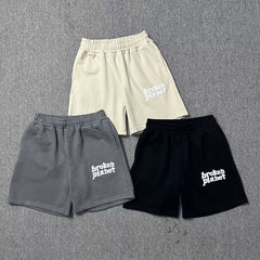 Broken planet trendy letter foam printed drawstring five quarter shorts