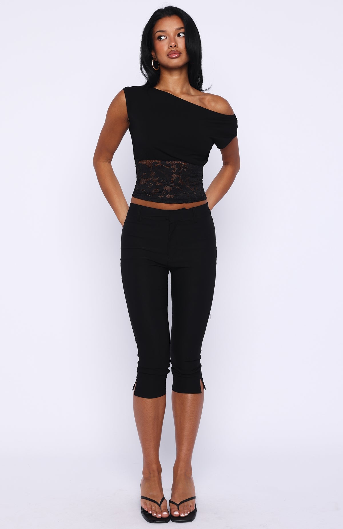 Mesmerised Eyes Off Shoulder Top Black